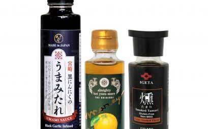 assaisonnements venus du Japon ail noir yuzu kosho liquide sauce soja fumée
