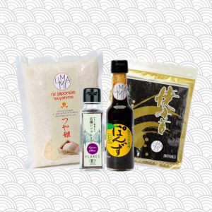 produits japonais umami sur fond de vague