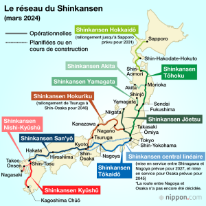 Carte du réseau du Shinkansen, par nippon.com