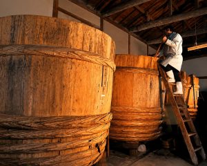 Homme fabriquant du miso